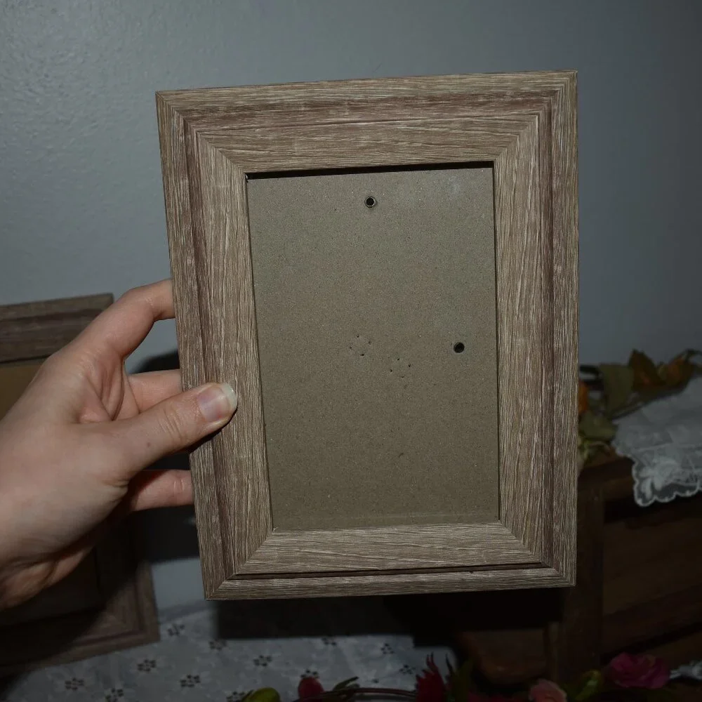 Vintage Rustic Country Farmhouse Distressed Wood Picture Frame 2pc Set